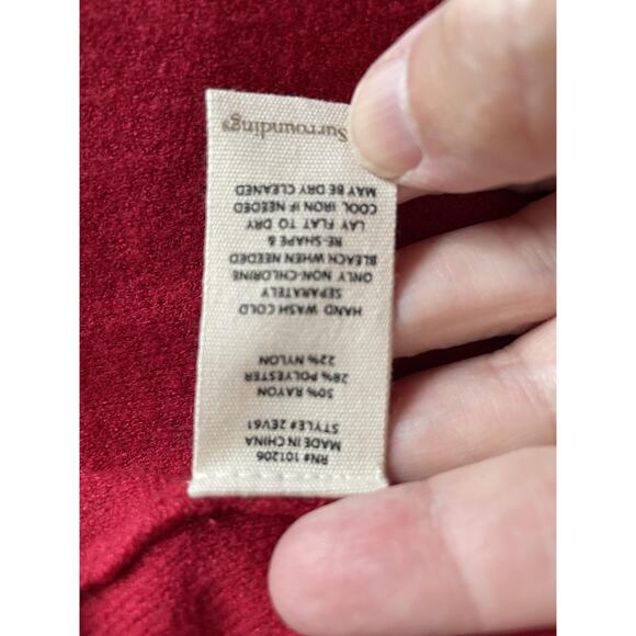 Soft Surroundings Sweater Womens Medium Red Holiday Full Zip Cozy Knit - Picture 6 of 10